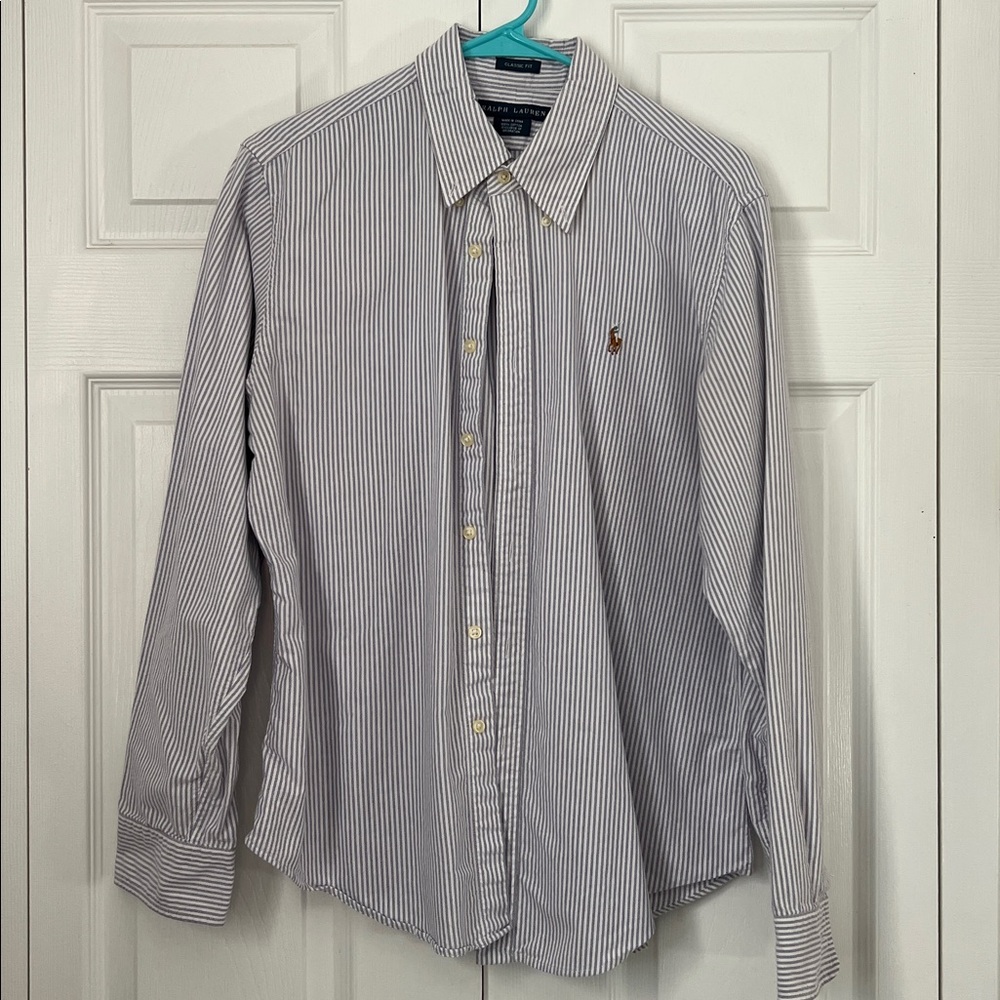 Ralph Lauren Navy and White Striped Shirt